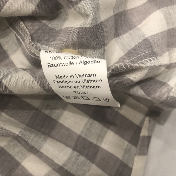 Anthropologie-Gray/Cream Plaid Peplum Top-Size Large - Picture 6 of 10